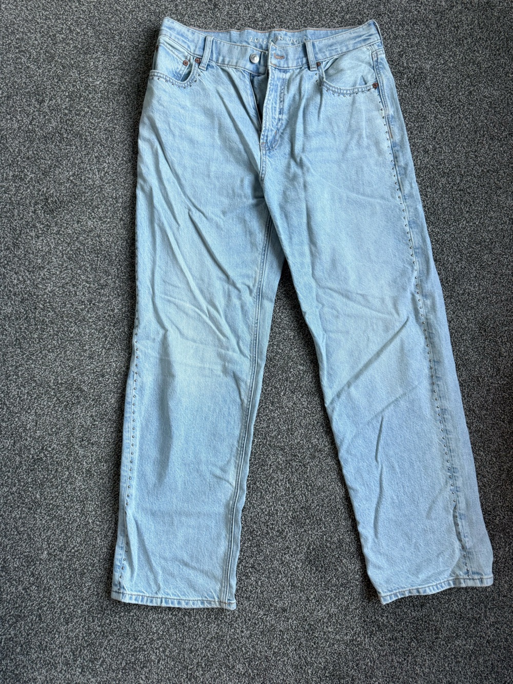 American Eagle Light Wash Women’s Denim Jeans with Side Stud Detail